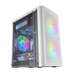 MARS GAMING MC300 MICRO-ATX CASE, 3X 120MM FRGB FAN, WINDOW, FRONT MESH, WHITE MC300W