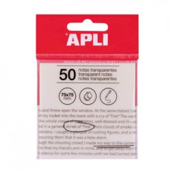 Bloco Notas Aderentes 75x75mm Apli Transparente 50Fls APL19568