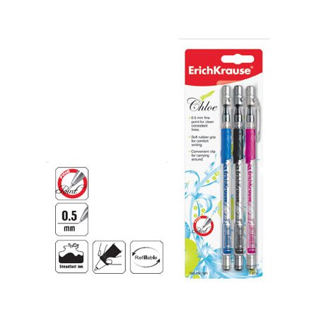 Esferográfica Gel EK Chloe 3 Cores 0,5mm 3un 11719941