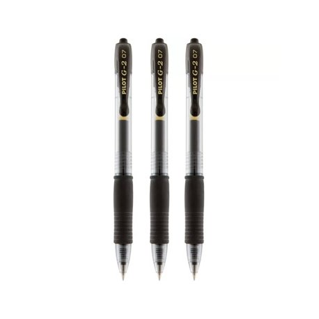 Esferográfica Gel Pilot G-2 Retrátil Preto 0,7mm 3un 1171225