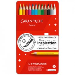 Lápis Cor Aguarelável 12un Cx Metal Caran DAche Swisscolor 1601285.712