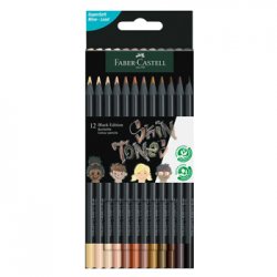 Lápis Cor 12un Faber-Castell Black Edition Tons Pele 18cm 1602022