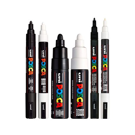 Conjunto Marcadores Sortidos Uniball Posca 2 Cores 6un 1293296