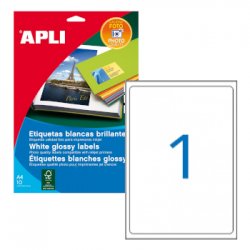 Etiquetas 199,6x289mm 10Fls A4 Branco Glossy Apli 10un APL2926