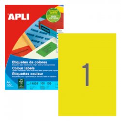 Etiquetas 210x297mm 100Fls A4 Amarelo Apli 100un APL11838