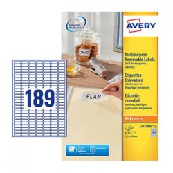 Etiquetas Removíveis 025,4x010mm Avery 25 Folhas 4725un AVEL4731REV-25