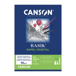 Papel Vegetal A4 90g Canson Bloco 24Fls 1834711