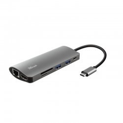 Adaptador TRUST USB-C Multiportas 7 em 1 em alumínio 23775