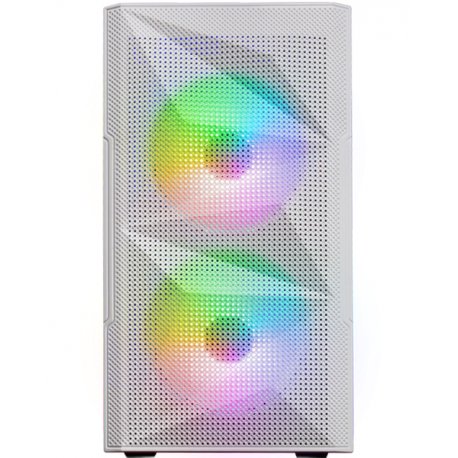 Caixa MARS GAMING MC-ME MICRO-ATX TEMPERED GLASS, GEOMETRIC FRONT MESH, 2x120MM FRGB FAN, WHITE MCMEW