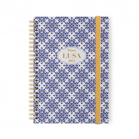 Agenda Semanal 2025 Espiral 147x210mm Lusa Azul/Branco 1671105