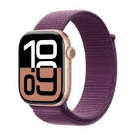 Apple Watch Series 10 (GPS) - 46 mm - alumínio dourado rosa - relógio inteligente Com fita desportiva - nylon macio de camada d