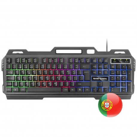 MARSGAMING MK120 RGB RAINBOW KEYBOARD,  TOP ALUMINUM, SMARTPHONE HOLDER, PORTUGUESE MK120PT