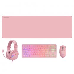 Combo MARS GAMING MCP-RGB3, 4IN1 TKL RGB KEYBOARD, 3200DPI MOUSE, FRGB HEADSET, XXL MOUSEPAD, PINK MCPRGB3PPT