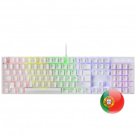 Teclado MARS GAMING MK422 MECHANICAL KEYBOARD, ANTI-DUST BLUE, FRGB, WHITE, PORTUGUESE MK422WBPT