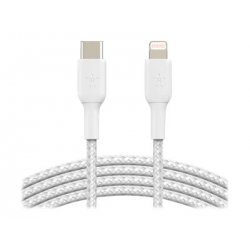 Belkin BOOST CHARGE - Cabo Lightning - 24 pin USB-C macho para Lightning macho - 1 m - branco - Fornecimento de energia USB (18