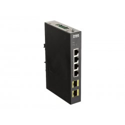 D-Link DIS 100G-6S - Interruptor - sem gestão - 4 x 10/100/1000 + 2 x 100/1000 SFP - montável em trilho DIN, montável na parede