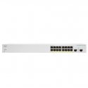 Cisco Business 220 Series CBS220-16P-2G - Interruptor - inteligente - 16 x 10/100/1000 (PoE+) + 2 x Gigabit SFP (ligação ascend