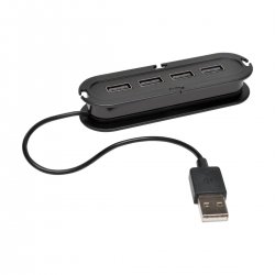 Tripp Lite 4-Port USB 2.0 Compact Mobile Hi-Speed Ultra-Mini Hub w/ Cable - Hub - 4 x USB 2.0 - desktop U222-004