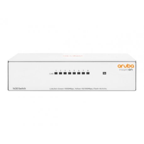 HPE Aruba Instant On 1430 8G Switch - Interruptor - sem gestão - 8 x 10/100/1000 - desktop, montável na parede - BTO R8R45AABB