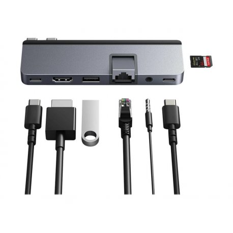 HyperDrive DUO Pro - Estação de engate - USB-C x 2 - HDMI, USB4 - 1GbE - para Apple MacBook Air, MacBook Pro HD575-GRY-GL