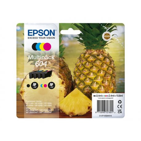 Epson 604 Multipack - Pack de 4 - preto, amarelo, azul cyan, magenta - original - blister com RF/alarme acústico - tinteiro - p