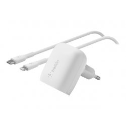 Belkin BoostCharge - Adaptador de alimentação - 20 Watt - Fast Charge, Fornecimento de Energia 3.1 (24 pin USB-C) - no cabo: Li