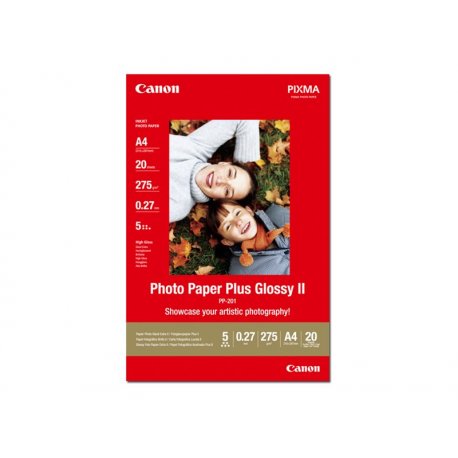 Canon Photo Paper Plus Glossy II PP-201 - Brilhante - A4 (210 x 297 mm) - 275 g/m² - 20 folha(s) papel fotográfico - para PIXMA