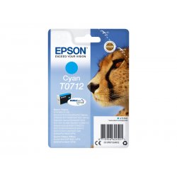 Epson T0712 - 5.5 ml - azul cyan - original - blister com RF/alarme acústico - tinteiro - para Stylus DX9400, SX115, SX210, SX2