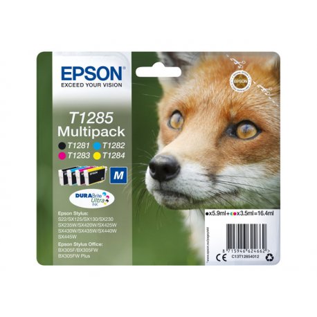 Epson T1285 Multipack - Pack de 4 - preto, amarelo, azul cyan, magenta - original - blister com RF/alarme acústico - tinteiro (