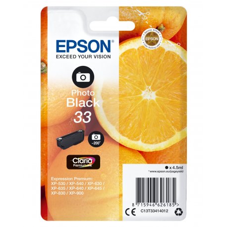 Epson 33 - 4.5 ml - preto foto - original - blister - tinteiro - para Expression Home XP-635, 830, Expression Premium XP-530, 5