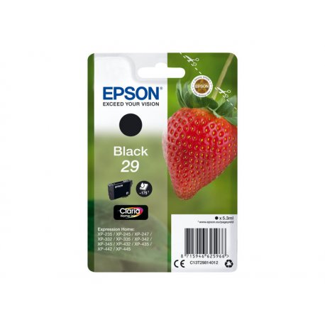 Epson 29 - 5.3 ml - preto - original - blister com RF/alarme acústico - tinteiro - para Expression Home XP-235, 245, 247, 255, 