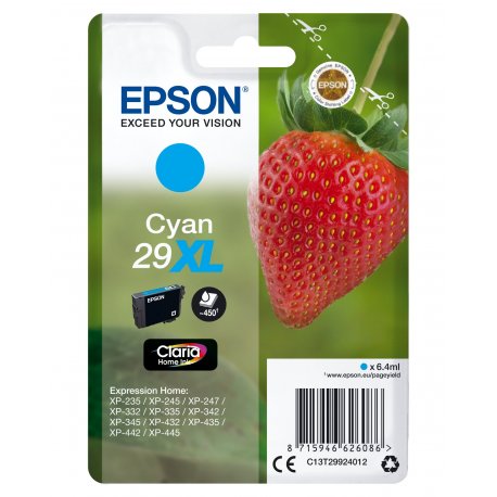 Epson 29XL - 6.4 ml - XL - azul cyan - original - blister - tinteiro - para Expression Home XP-245, 247, 255, 257, 332, 342, 34