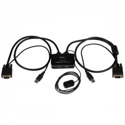 StarTech.com 2 Port USB VGA Cable KVM Switch - USB Powered with Remote Switch - KVM with VGA - Dual Port VGA KVM Switch (SV211U