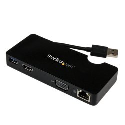 StarTech.com USB 3.0 to HDMI or VGA Adapter Dock - USB 3.0 Mini Docking Station w/ USB, GbE Ports - Portable Universal Laptop T