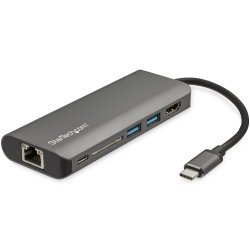 StarTech.com USB C Multiport Adapter - USB-C Travel Dock to 4K HDMI, 3x USB 3.0 Hub, SD/SDHC, GbE, 60W PD 3.0 Pass-Through - US