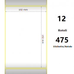 White 102x152mm, 475 Et/Rotolo Z-1000D,4x6x1 Core ,12 Rolls ZE800284-605