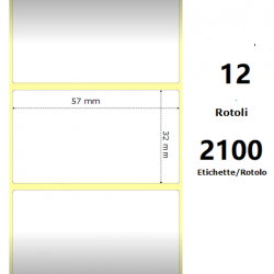 White 57x32mm, 2100Et/Rotolo Z-2000D,2.2x1.3x1Core,12 Rolls ZE800262-125