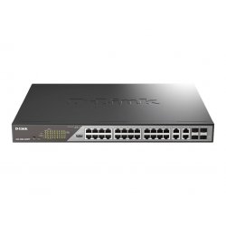 D-Link DSS 200G-28MPP - Interruptor - Administrado - 24 x 10/100/1000 (PoE) + 4 x combo SFP - montável em trilho - PoE (518 W) 