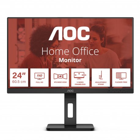 AOC 24E3QAF - Monitor LED - 24" - 1920 x 1080 Full HD (1080p) @ 75 Hz - IPS - 1000:1 - 4 ms - HDMI, VGA, DisplayPort - altifala