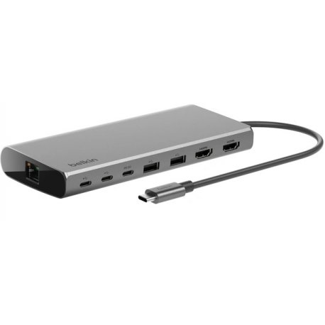 Belkin CONNECT 8-in-1 Dual Display Core Hub - Estação de engate - USB-C - 2 x HDMI - 1GbE INC015BTSGY-CZ