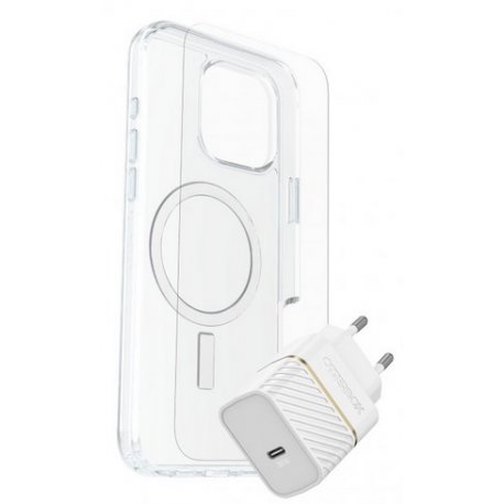 OtterBox Symmetry Series Clear - Tampa posterior para telemóvel - compatibilidade MagSafe - claro - com Protetor de Ecrã de Vid