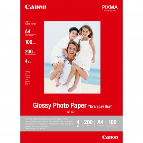 Canon GP-501 - Brilhante - A4 (210 x 297 mm) - 200 g/m² - 100 folha(s) papel fotográfico - para PIXMA iP90, MG2555, mini260, MP