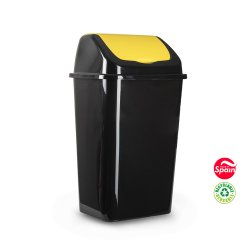 Contentor 30L Plástico c/Tampa Basculante Preto/Amarelo 57114149Y