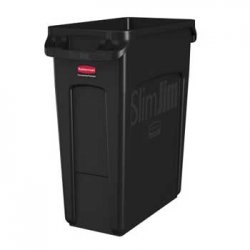 Contentor 60L Plástico Slim Jim c/Canais Vent s/Tampa Preto RUB1955959