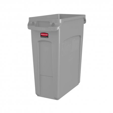 Contentor 60L Plástico Slim Jim c/Canais Vent s/Tampa Cinza RUBFG354100GRAY