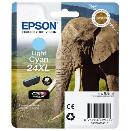 Tinteiro EPSON 24 Ciano Claro XL - Expression Photo XP-55/750/760/850/860/950/960 C13T24354012