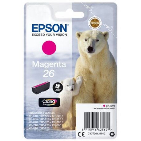 Tinteiro EPSON 26 Magenta - Expression Premium XP-5xx/6xx/7xx/8xx C13T26134012