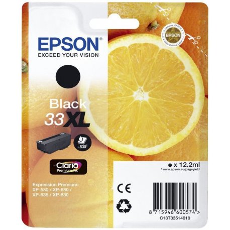 Tinteiro EPSON 33 Preto XL - Expression Home XP-530/630/635/830/900/7100 C13T33514012