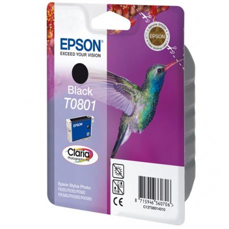 Tinteiro EPSON T0801 Preto - Stylus Photo P50/PX6xx/PX7xx/PX8xx/R2xx/R360/RX560/RX585/RX685 C13T08014011