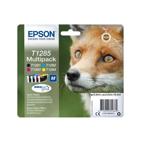 Tinteiro EPSON T1285 Multipack 4 Cores - BX305, S22, SX125/130/230/235/4xx C13T12854012